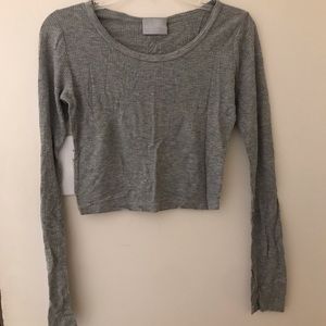Grey Long sleeve Crop Top